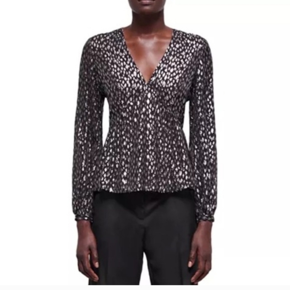 The Kooples Monochrome Patterned Blouse